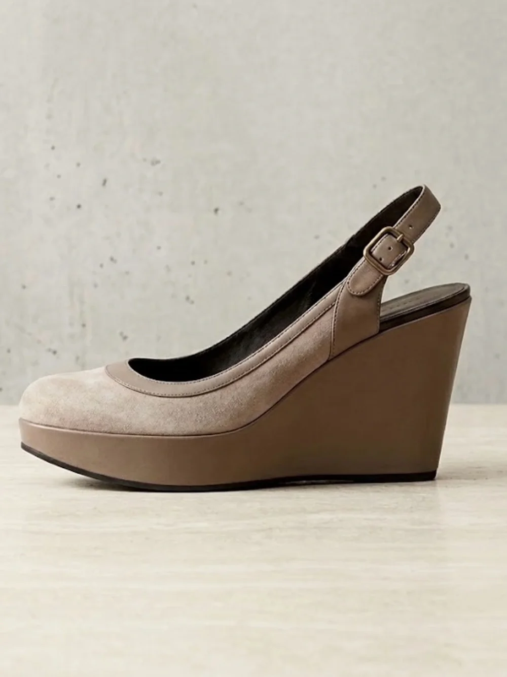 Marc Jacobs Taupe Suede Leather Slingback Platform Wedge Heels EU 39.5 US 9 Y2K